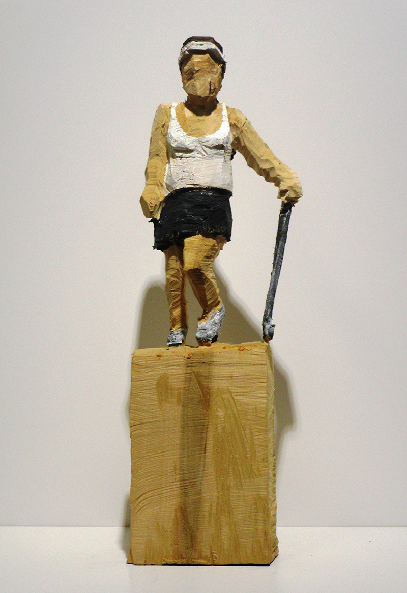 Golferin, Holz bemalt, 2015, Hoehe 54 cm, 11 - Galerie Wroblowski